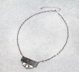 Silver Western pendant with bling on silver chain necklace