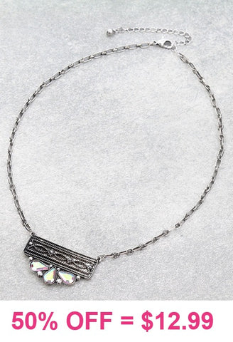 Silver Western pendant with bling on silver chain necklace