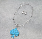 Turquoise spade pendant necklace