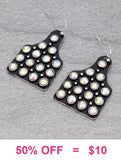 Bling cow tag earrings