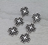 Silver Studded cross dangle earrings.  Western style earrings