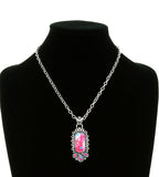 Pink speckled stone pendant necklace