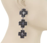 Silver Studded cross dangle earrings.  Western style earrings