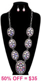 Silver necklace with BIG Bling concho pendants