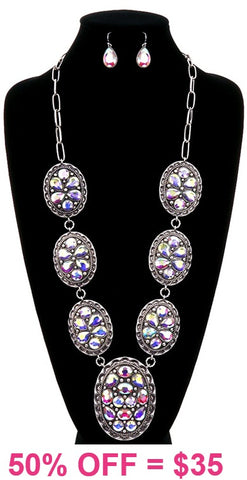 Silver necklace with BIG Bling concho pendants