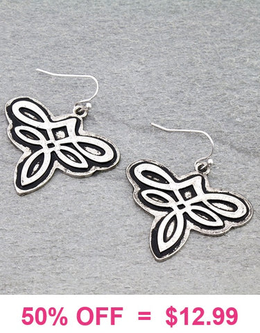 Western boot stitch design earrings