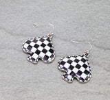 Checkered spade earrings