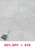 Silver pendant with turquoise & checkered print designs