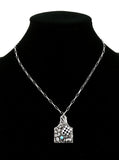 Silver tag with Checkered spade pendant