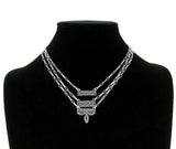 Silver Western design 3 layer necklace