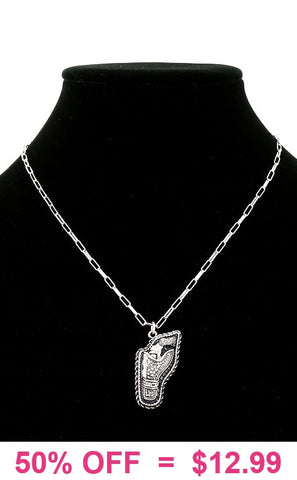 Pistol in Holster pendant on silver chain necklace
