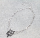Silver Western design 3 layer necklace