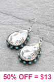 AB Iridescent Bling teardrop earrings with turquoise stone trim. Earring with Clear stone sold out!