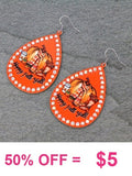 It's Fall Y'all orange teardrop bling earrings