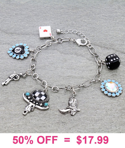 Western, Casino, charm bracelet