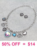 Bling charm heart necklace