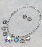 Bling charm heart necklace