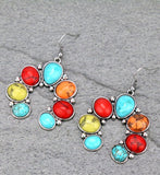 Colorful Stone Squash Blossom Earrings