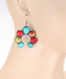 Colorful Stone Squash Blossom Earrings