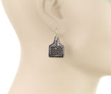 Silver Western tag stitch design earrings