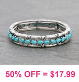 Turquoise and Silver stretch bracelet