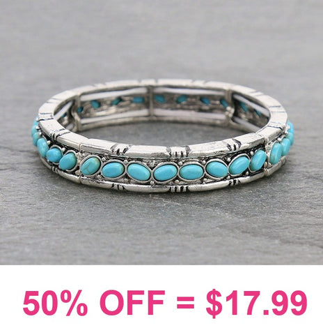 Turquoise and Silver stretch bracelet