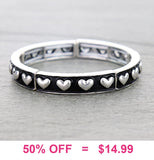 Silver Heart studded stretch bracelet