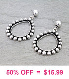 Silver studded teardrop dangle earrings