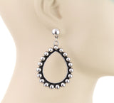 Silver studded teardrop dangle earrings