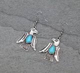 Silver Thunderbird earrings with turquoise stone