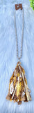 Pearl Necklace with Mustard Tassel