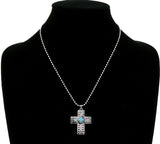Silver ball chain necklace with cross pendant