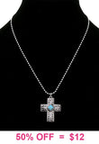Silver ball chain necklace with cross pendant