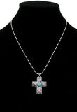 Silver ball chain necklace with cross