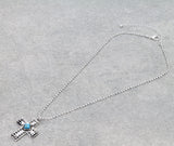 Silver ball chain necklace with cross pendant