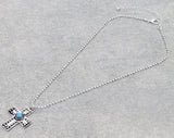 Silver ball chain necklace with cross