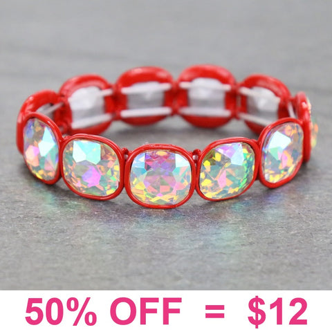 Red Bling Bling stretch bracelet
