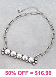 Bling Gemstone pendant silver chain necklace