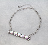 Bling Gemstone pendant silver chain necklace