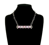 Bling Gemstone pendant silver chain necklace