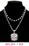 Double strand necklace with Wild West pendant