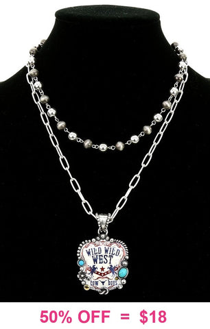 Double strand necklace with Wild West pendant