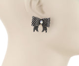 Burnished Silver dotted bow earrings with bling center