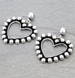 Silver Stud heart dangle earrings