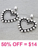 Silver Stud heart dangle earrings