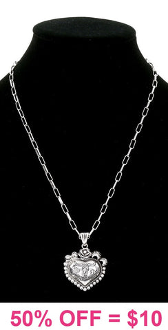 Western steer Heart pendant necklace