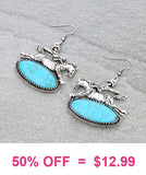 Bronc rider earrings with Turquoise oval