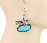 Bronc rider earrings with Turquoise oval