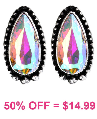 Bling AB Large Teardrop stud earrings