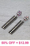 Burnished Silver Bling bar dangle earrings